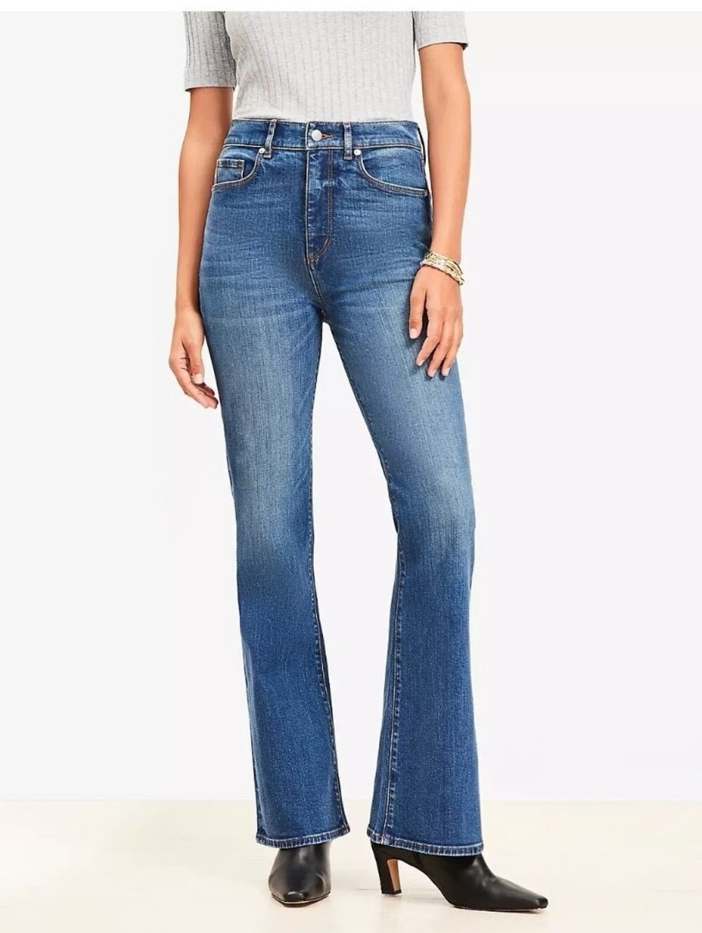 LOFT Women's High-Rise Slim Flared Jeans - Blue, Size 32/14